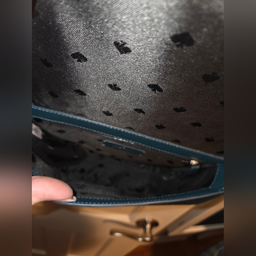 Kate Spade dark turquoise Crossbody Saddle Bag suede and pebbled leather bag - Picture 15 of 16